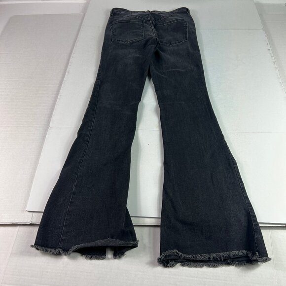 Free People Jeans Women's 26x30* Flare Skinny Black Raw Split Hem Denim Tag 27R - Picture 8 of 16